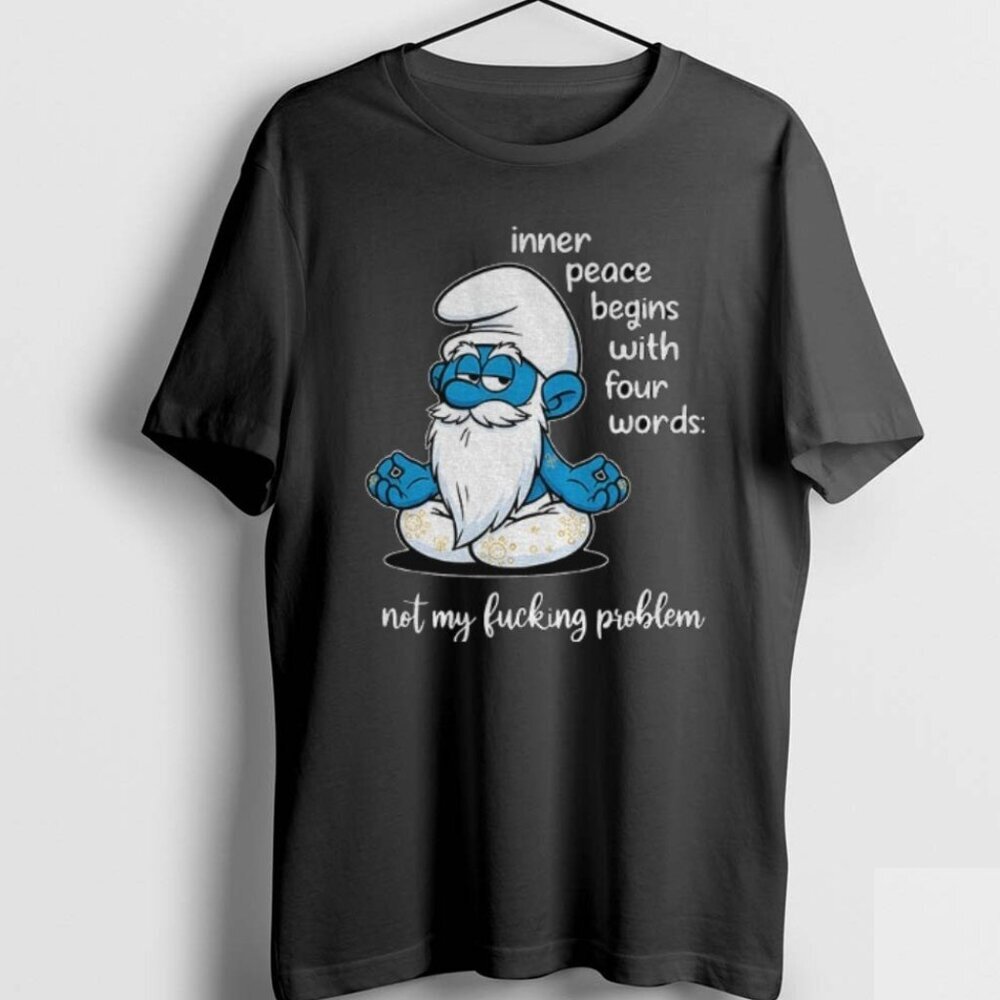 Official Smurf Yoga Inner Peace Begins With Four Words Funny Unisex T-Shirt 90
